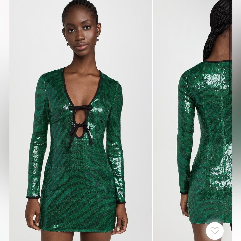 The Wolf Gang Emerald Sequin Long Sleeve Dress